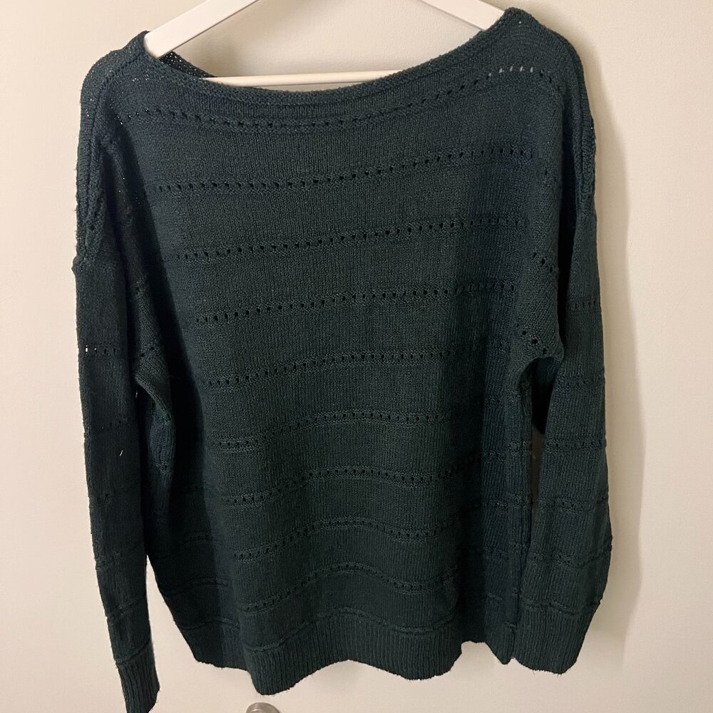 Women's Boat Neck Forest Green Sweater, Size L